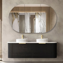 Bondi Black Oak Curve Double Basin Vanity