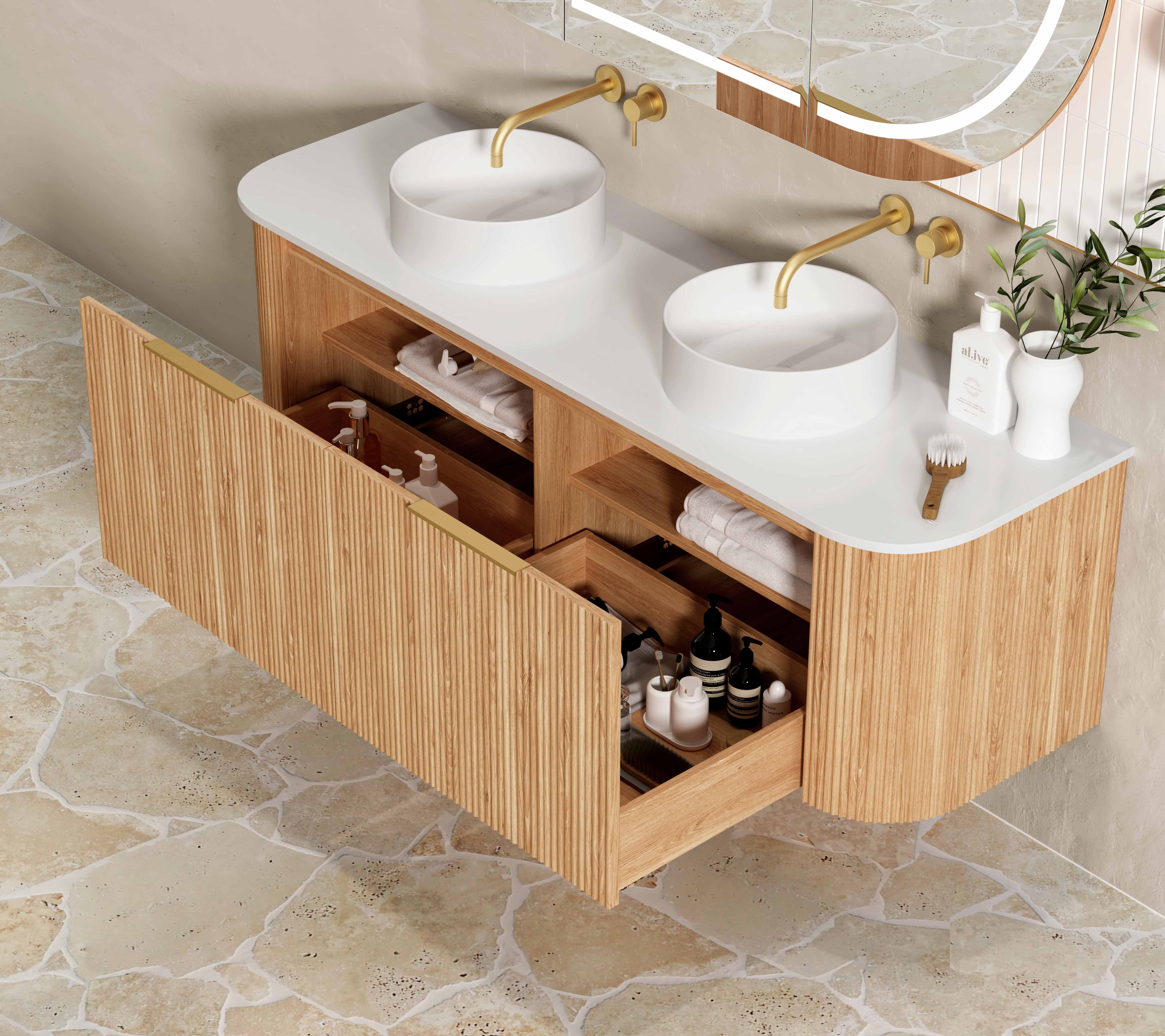 1500mm / Cabinet Only / Brushed Gold