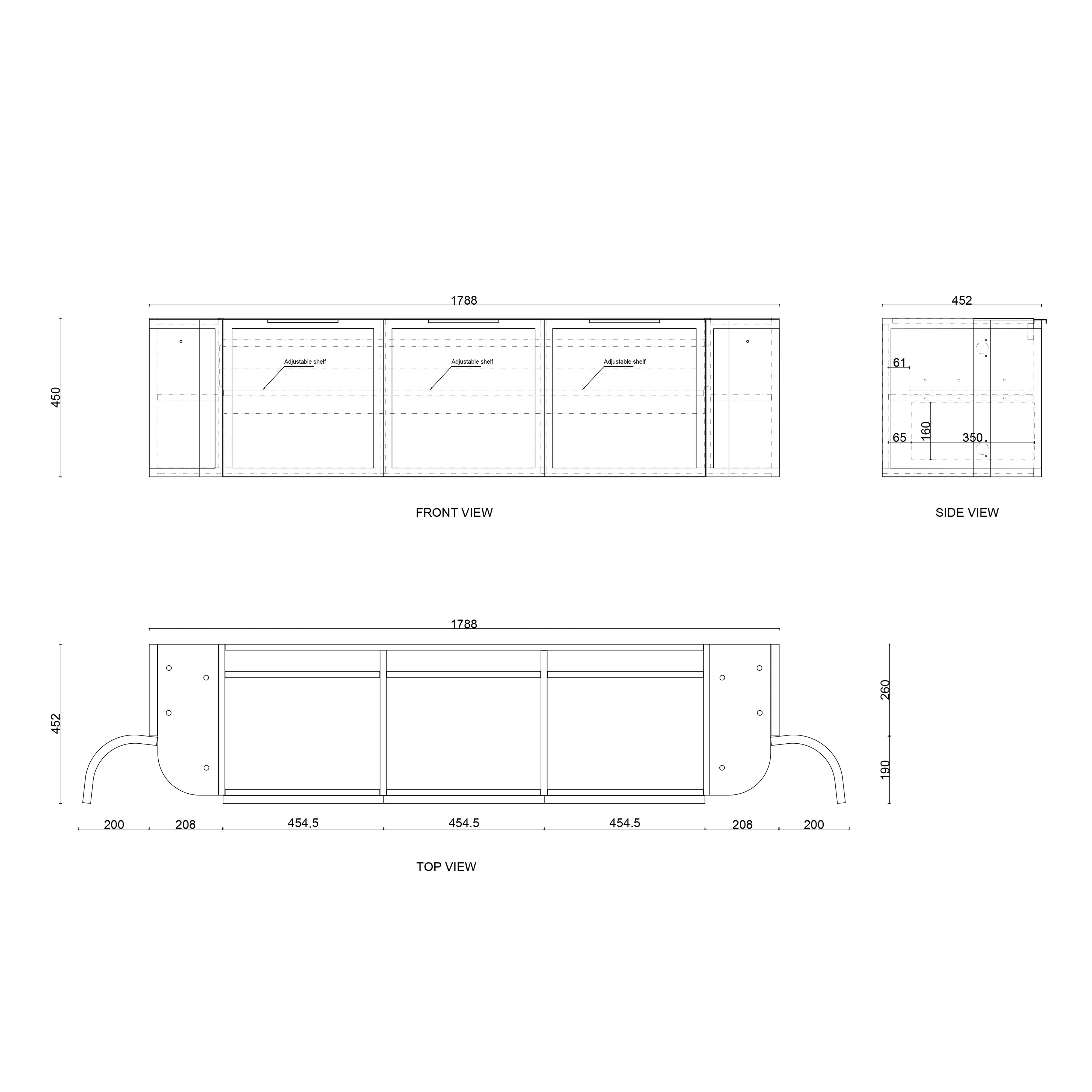 1800mm / Cabinet Only / Brushed Gold