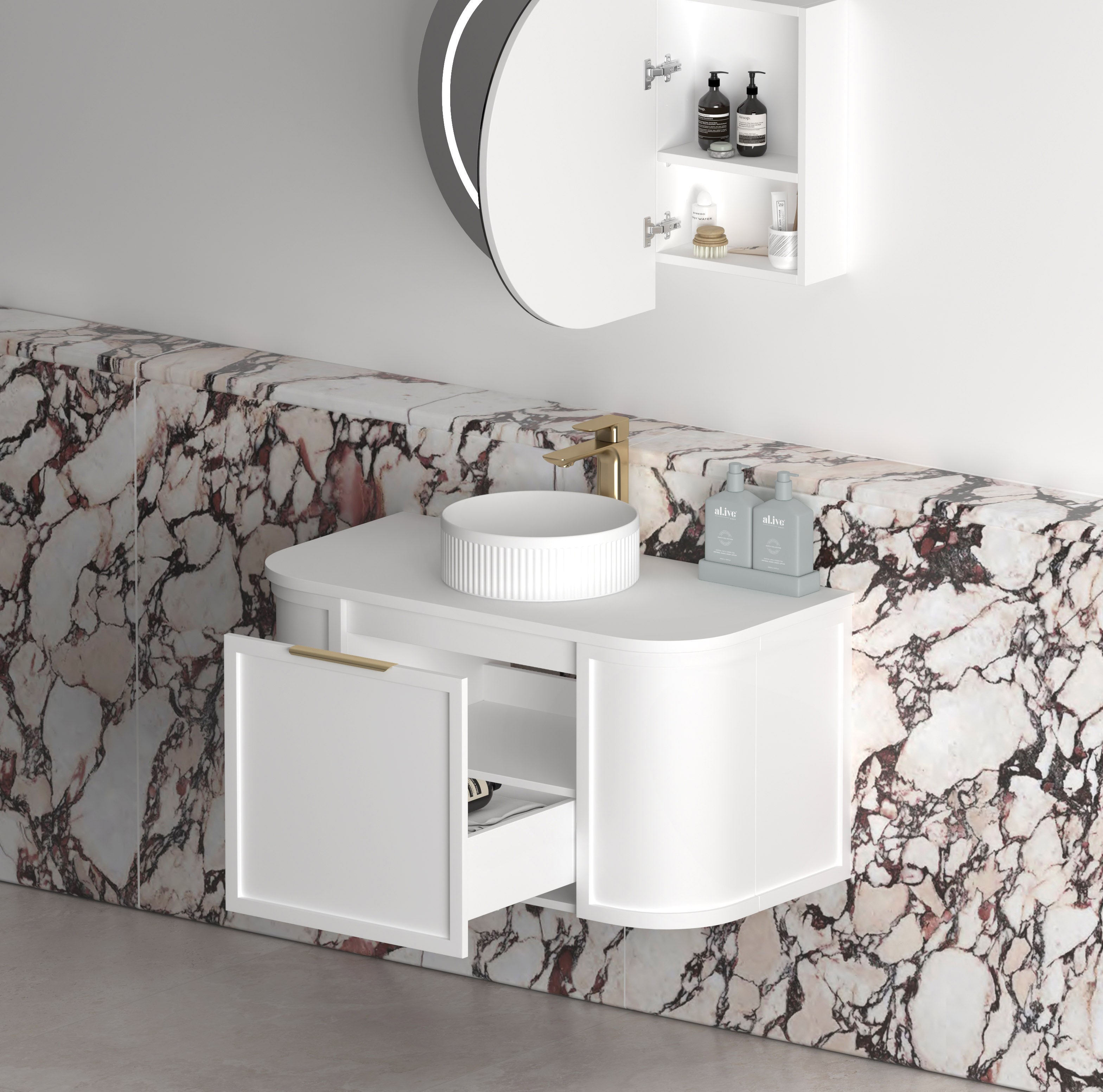 900mm / Cabinet Only / Brushed Gold