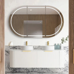 Bondi White Fluted Double Basin Vanity
